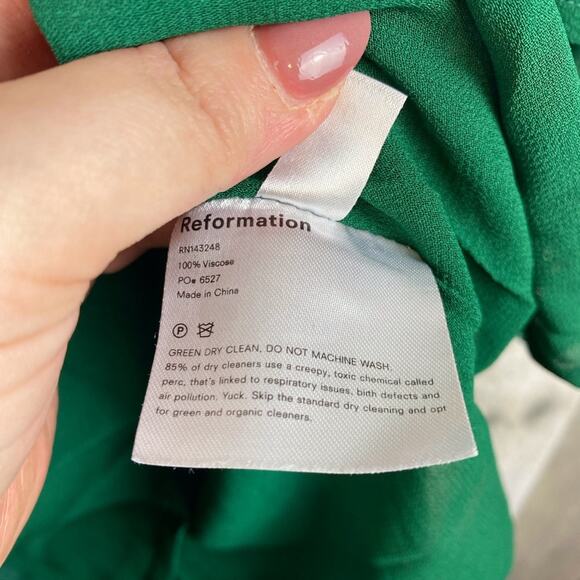 Reformation The Beatrice Dress in Kelly Green Polka Dots Size 0. - Picture 7 of 12